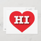 Hawaii Red Heart - I Liebe HI Postkarte (Vorne/Hinten)