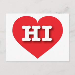 Hawaii Red Heart - I Liebe HI Postkarte