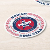 Hawaii Red White Blue Typografie Runder Pappuntersetzer (Angewinkelt)