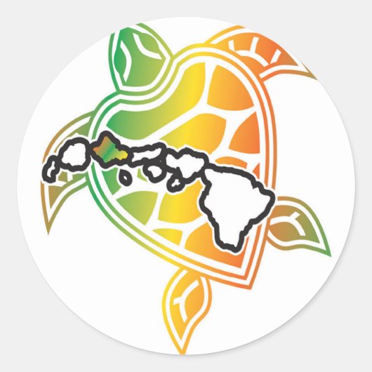 Hawaii Reggae Turtle Runder Aufkleber (Vorderseite)