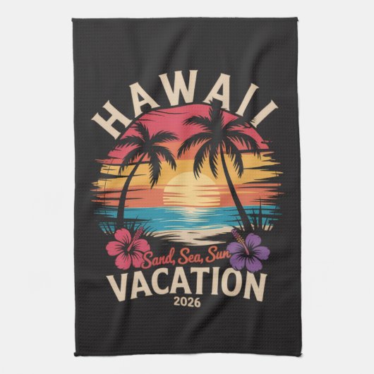 Hawaii-Reise 2026 Sommerferien Strand Geschirrtuch (Vertikal)