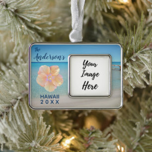 Hawaii-Reise-Strand-Landschaftsjahr Rahmen-Ornament Silber