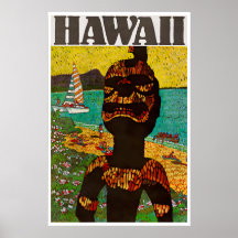 Hawaii-Reiseplakat Hawaiianische Kunst Kiʻi Druck