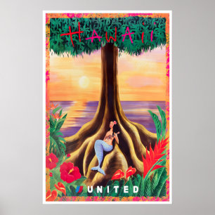 Hawaii-Reiseplakat Hawaiianische Kunst United Prin Poster