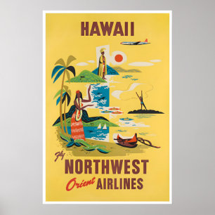 Hawaii Reiseplakat Hawaiianischer Kunstdruck Nordw Poster