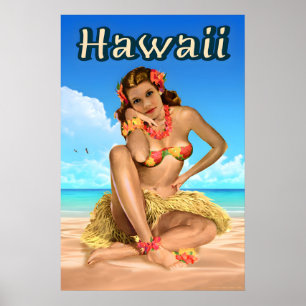 Hawaii-Reiseplakat-Seeadler-Angourie-Gras Poster