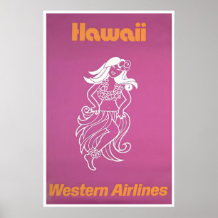 Hawaii-Reiseposter Hawaiianische Kunst Western Air Poster