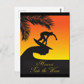 Hawaii, Reiten der Welle, Postkarte (Vorne/Hinten)