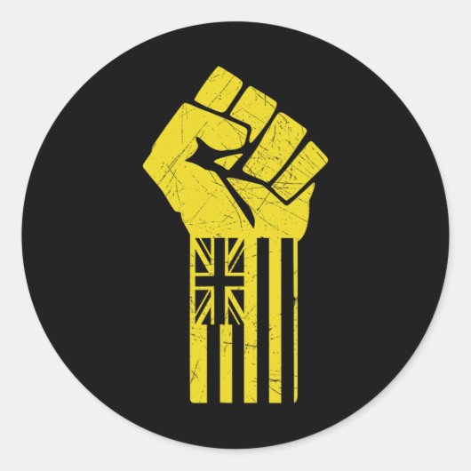 Hawaii Resist Fist Up Defend Kanaka Maoli Kea Runder Aufkleber (Vorderseite)