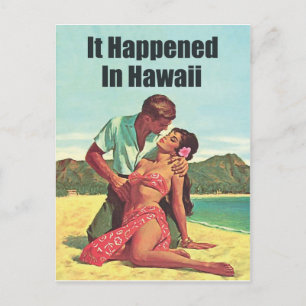 Hawaii, Romantik am tropischen Strand, Vintage-Rei Postkarte