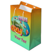 Hawaii sagt Aloha! Mittlere Geschenktüte (Vorderseite Schrägansicht)