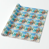 Hawaii Santa Claus is holding surf board Christmas Geschenkpapier (Ungerollt)