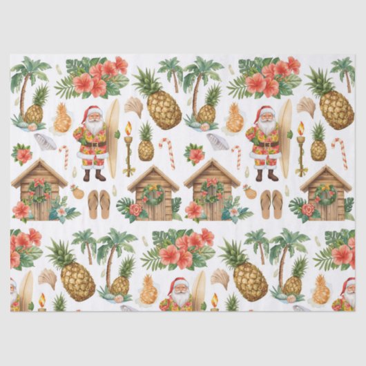Hawaii Santa Surf Shack Hawaii “Mele Kalikimaka!” Seidenpapier (Vorderseite)