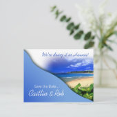 Hawaii Save the Date (Himmelblau) Ankündigungspostkarte (Stehend Vorderseite)