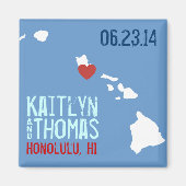 Hawaii Save the Date - Individuell gestaltete Stad Magnet (Vorne)