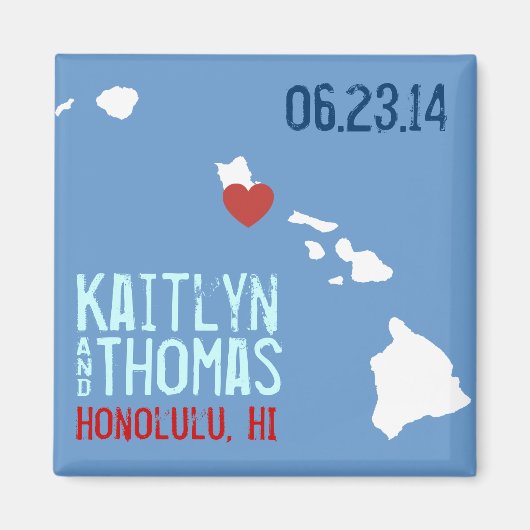 Hawaii Save the Date - Individuell gestaltete Stad Magnet (Vorne)