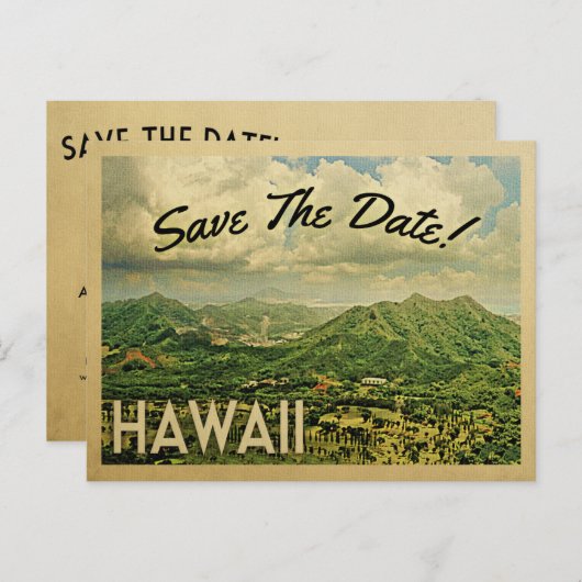 Hawaii Save the Date Vintage Postkarten (Vorne/Hinten)