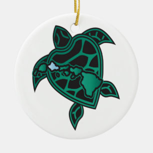 Hawaii-Schildkröte und Hawaii-Inseln Keramik Ornament