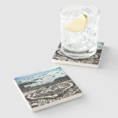 Hawaii schwarzer Sand Lava Strand Liebe Herzkorall Steinuntersetzer (Seitenansicht)