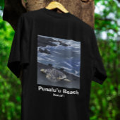 Hawaii Sea Turtle on Black Sand Beach T-Shirt