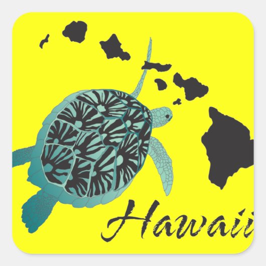 Hawaii Sea Turtle Quadratischer Aufkleber (Vorderseite)