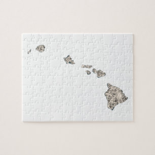 Hawaii Shaped Vintag Picture Map Puzzle