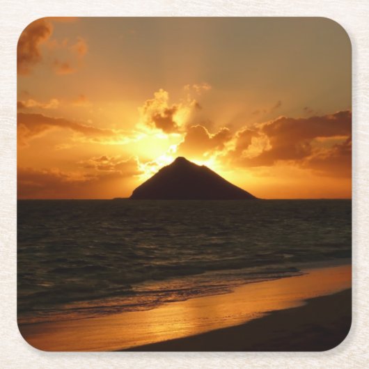 Hawaii-Sonnenaufgang am Strand-Untersetzer Rechteckiger Pappuntersetzer (Vorderseite)