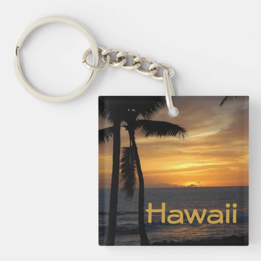 Hawaii-Sonnenuntergang am Strand Schlüsselanhänger (Vorderseite)