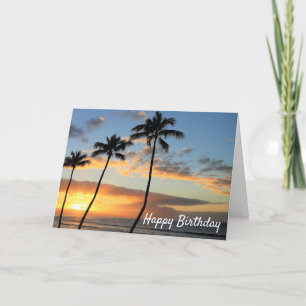 Hawaii-Sonnenuntergang mit Palmen Geburtstag Karte