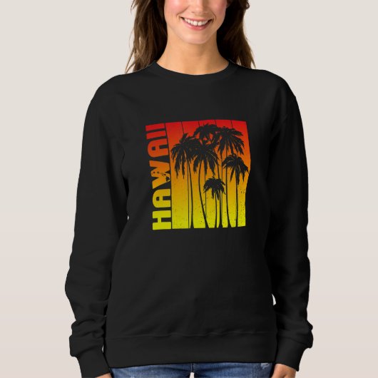 Hawaii Souvenir Palm Trees Sunset Retro Sweatshirt (Vorderseite)