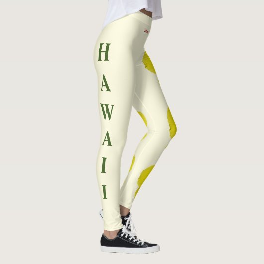 Hawaii Staat Blume Gelber Hibiskus Leggings (Rechts)