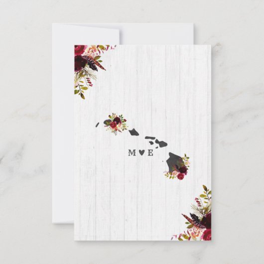 Hawaii Staat Destination Rustic Wedding RSVP (Rückseite)