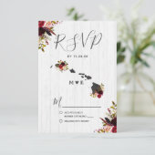 Hawaii Staat Destination Rustic Wedding RSVP Karte (Stehend Vorderseite)