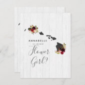 Hawaii Staat Floral werden Sie mein Blumenmädchen Einladung (Vorne/Hinten)