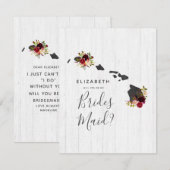 Hawaii Staat Floral werden Sie meine Bridesmaid se Einladung (Vorne/Hinten)