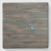 Hawaii-Staat Form Aquamarin Steinuntersetzer (Vorderseite)