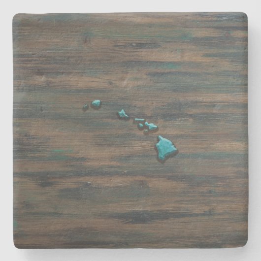 Hawaii-Staat Form Aquamarin Steinuntersetzer (Vorderseite)