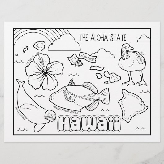 Hawaii Staat Form und Faktenfärbung Flyer (Vorne)