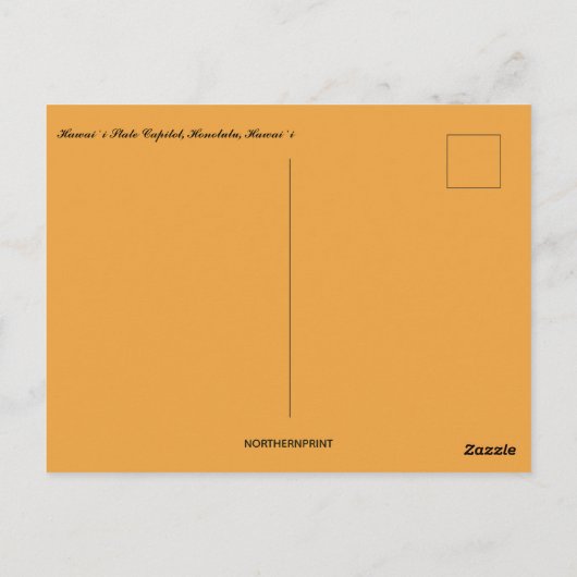Hawaii Staat Hauptstadt Postkarte (Rückseite)