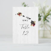 Hawaii Staat Hochzeit in Urlaubsort Tischnummern (Stehend Vorderseite)