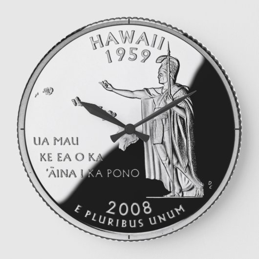 Hawaii Staat Imitate Quarter Clock Große Wanduhr (Vorderseite)