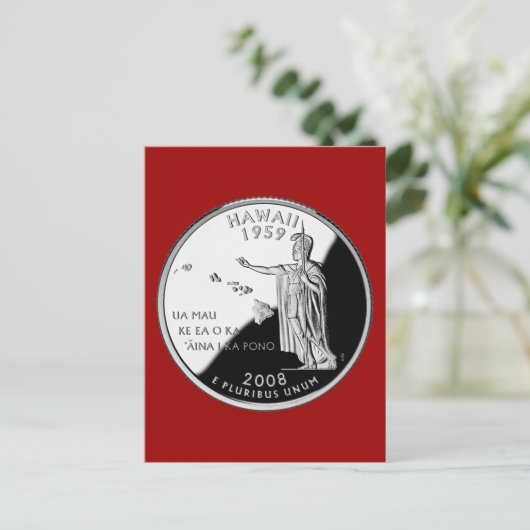 Hawaii Staat Imitate Quarter Postkarte (Stehend Vorderseite)