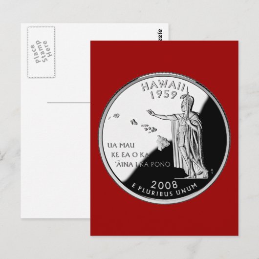 Hawaii Staat Imitate Quarter Postkarte (Vorne/Hinten)