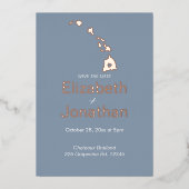 Hawaii Staat Karte Skript Save the Date Rose Gold (Vorderseite)