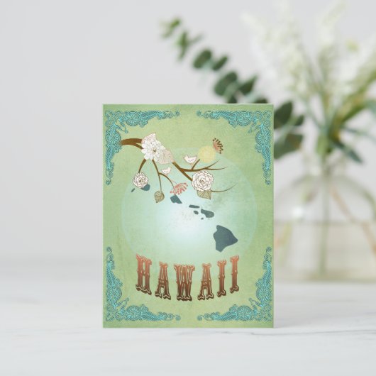 Hawaii Staat Map - Green Postkarte (Stehend Vorderseite)
