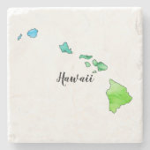 Hawaii Staat Map Wassercolor Steinuntersetzer (Vorderseite)