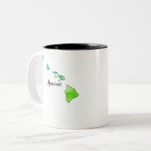 Hawaii Staat Map Wasserfarbe Zwei-Tone-Kaffee-Tass Zweifarbige Tasse (Vorderseite Links)