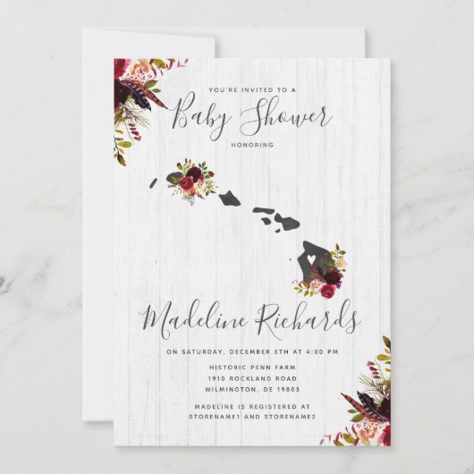 Hawaii Staat Rustic Baby Shower Einladung (Vorderseite)