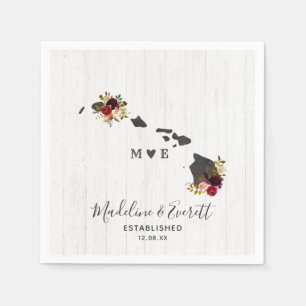 Hawaii Staat Rustic Wood Wedding Monogram Serviette