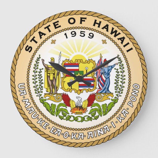 Hawaii Staat Siegel Amerikanische Republik Symbol- Große Wanduhr (Vorderseite)